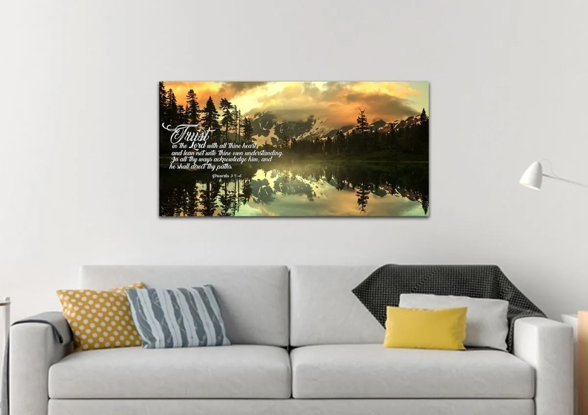 Proverbs 35-6 #32 Kjv 'Trust In The Lord With All Thine Heart' Christian Scripture Wall Art Canvas - Christian Canvas Wall Art