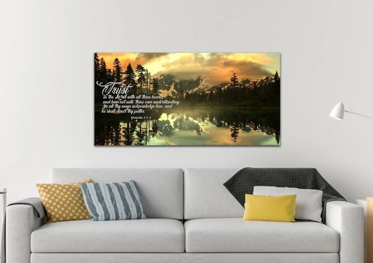 Proverbs 35-6 #32 Kjv 'Trust In The Lord With All Thine Heart' Christian Scripture Wall Art Canvas - Christian Canvas Wall Art