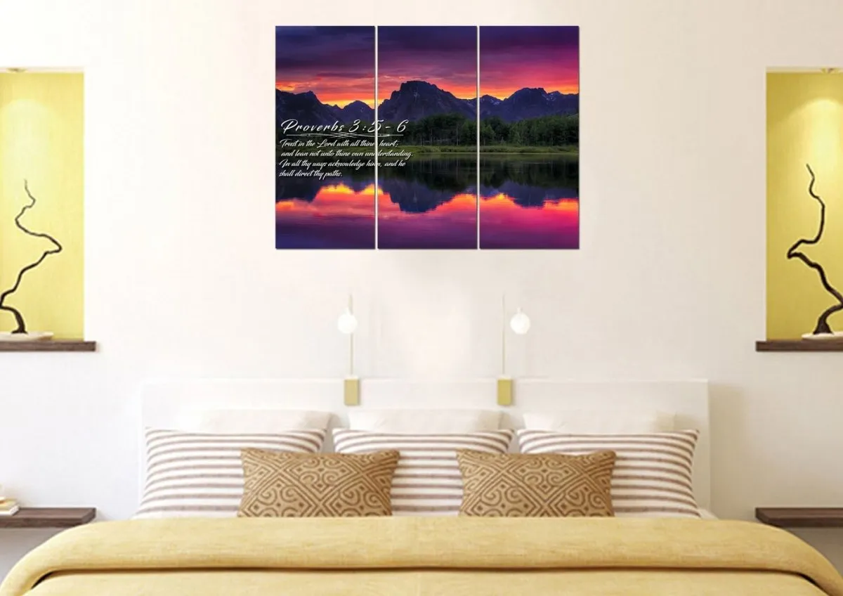 Proverbs 35-6 #34 Kjv 'Trust In The Lord With All Thine Heart' Christian Scripture Wall Art Canvas - Christian Canvas Wall Art