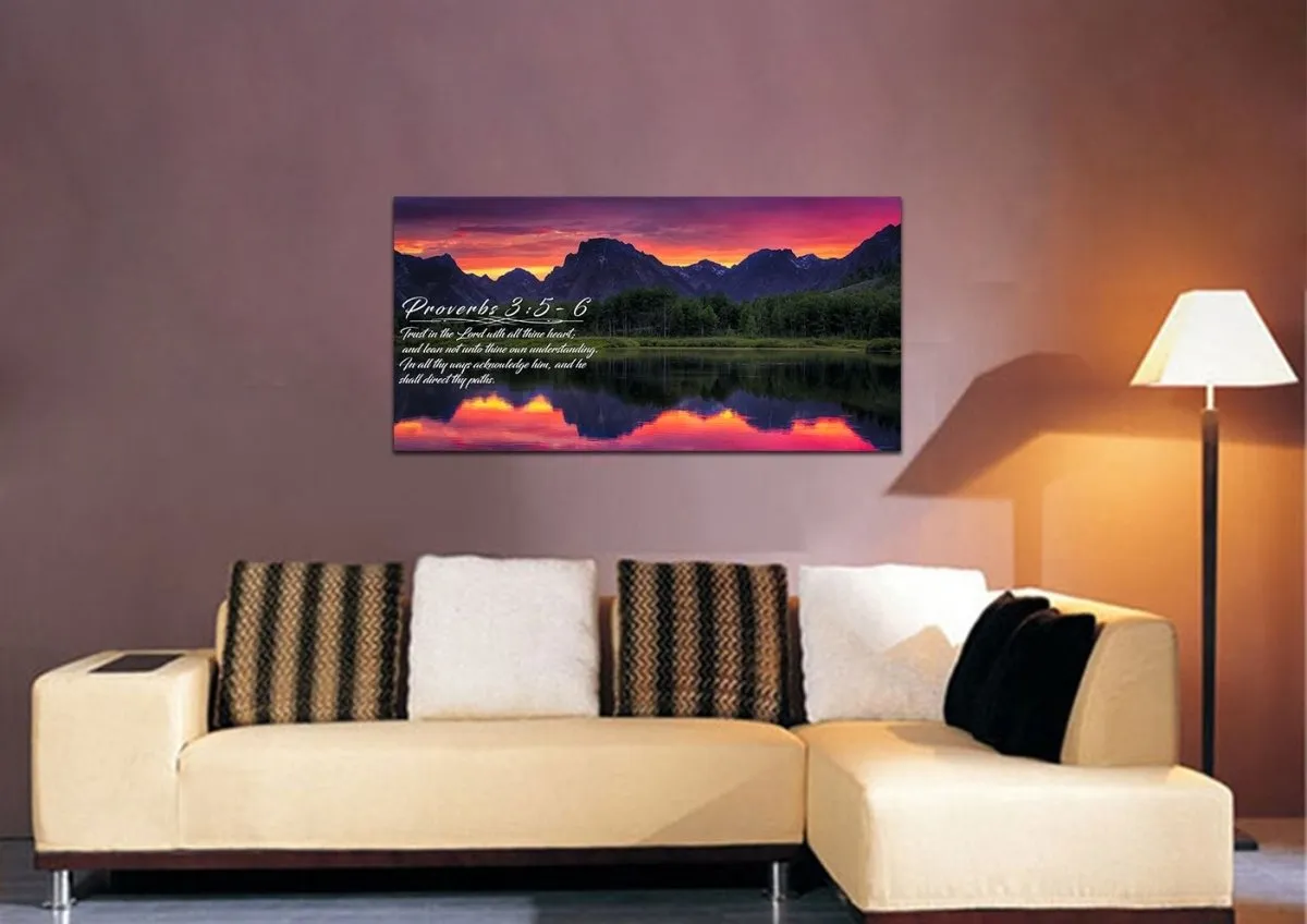 Proverbs 35-6 #34 Kjv 'Trust In The Lord With All Thine Heart' Christian Scripture Wall Art Canvas - Christian Canvas Wall Art
