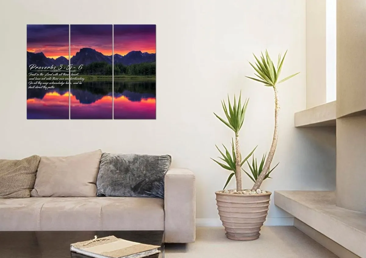 Proverbs 35-6 #34 Kjv 'Trust In The Lord With All Thine Heart' Christian Scripture Wall Art Canvas - Christian Canvas Wall Art