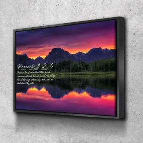 Proverbs 35-6 #34 Kjv 'Trust In The Lord With All Thine Heart' Christian Scripture Wall Art Canvas - Christian Canvas Wall Art