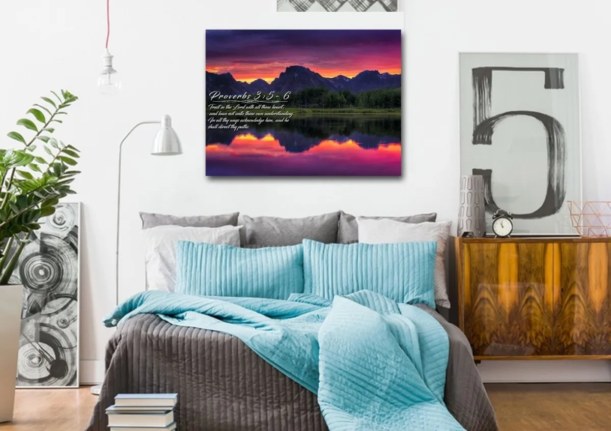 Proverbs 35-6 #34 Kjv 'Trust In The Lord With All Thine Heart' Christian Scripture Wall Art Canvas - Christian Canvas Wall Art