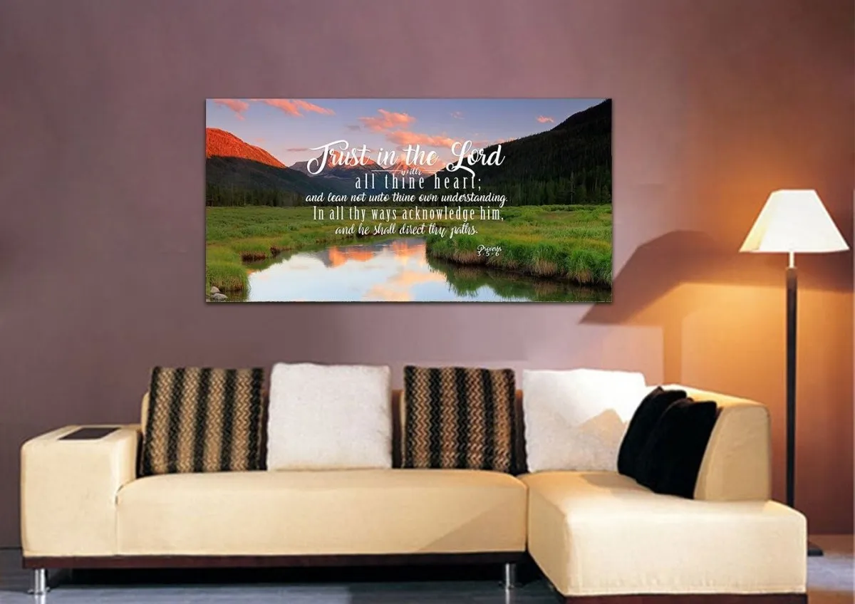 Proverbs 35-6 #38 Kjv 'Trust In The Lord With All Thine Heart' Christian Scripture Wall Art Canvas - Christian Canvas Wall Art