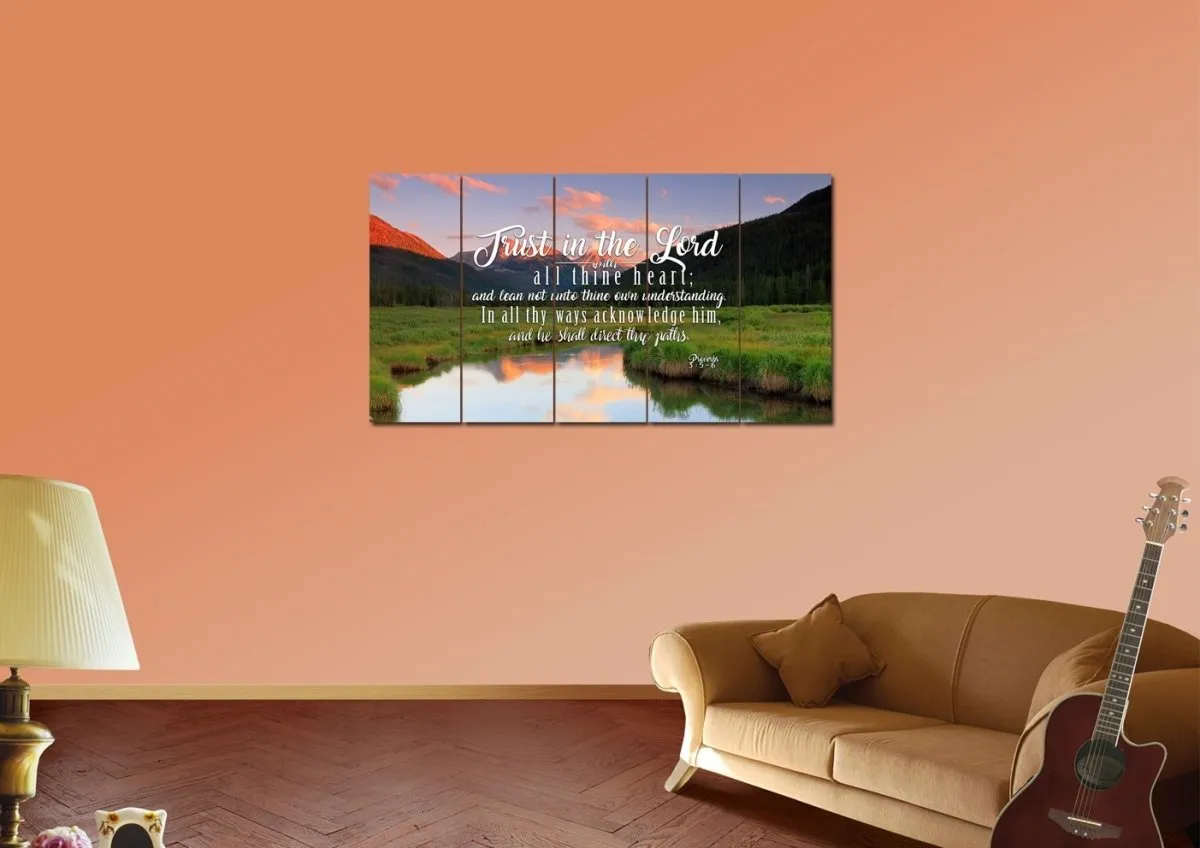 Proverbs 35-6 #38 Kjv 'Trust In The Lord With All Thine Heart' Christian Scripture Wall Art Canvas - Christian Canvas Wall Art