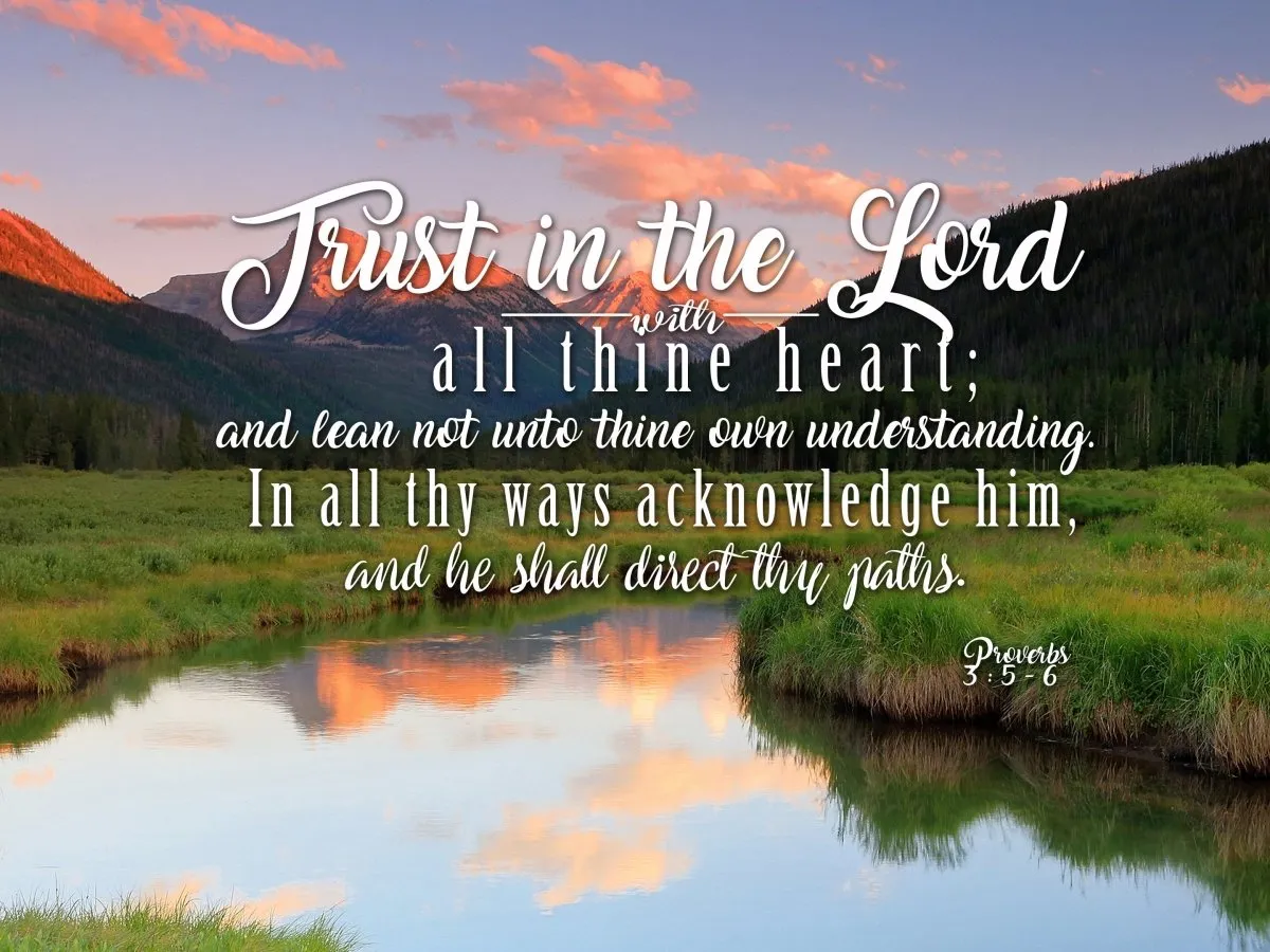 Proverbs 35-6 #38 Kjv 'Trust In The Lord With All Thine Heart' Christian Scripture Wall Art Canvas - Christian Canvas Wall Art