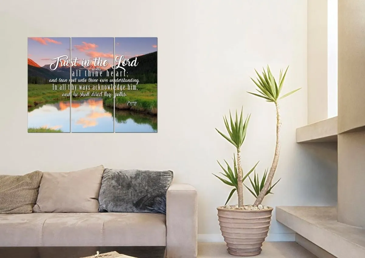 Proverbs 35-6 #38 Kjv 'Trust In The Lord With All Thine Heart' Christian Scripture Wall Art Canvas - Christian Canvas Wall Art
