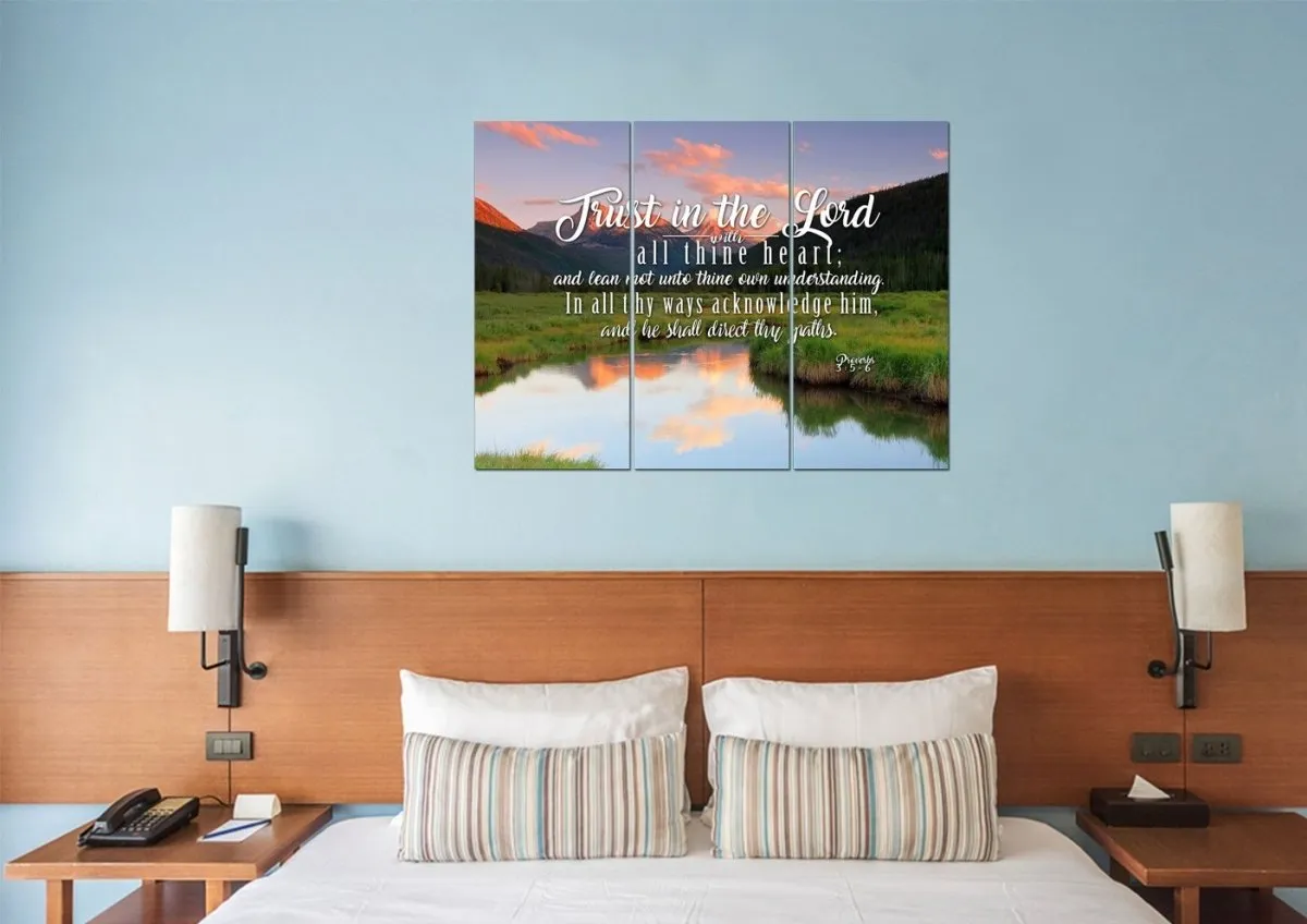 Proverbs 35-6 #38 Kjv 'Trust In The Lord With All Thine Heart' Christian Scripture Wall Art Canvas - Christian Canvas Wall Art