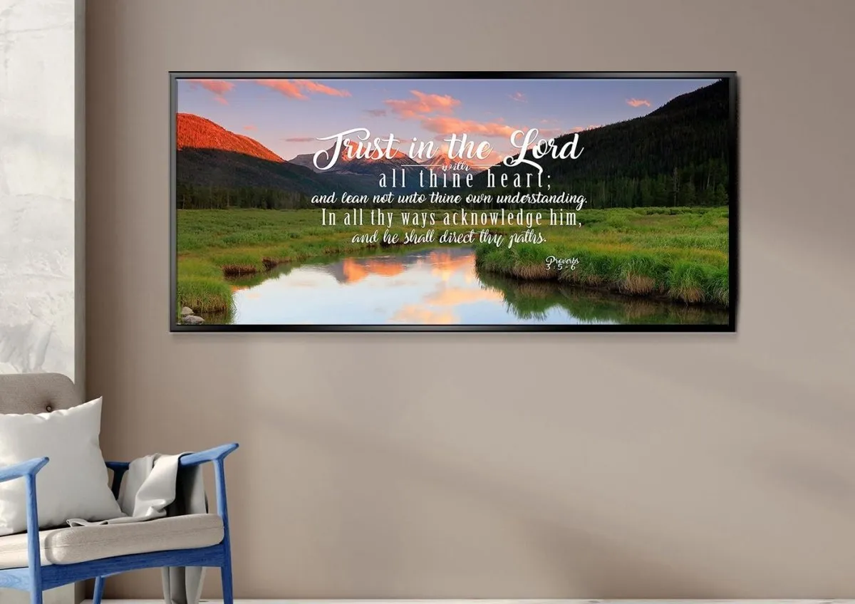Proverbs 35-6 #38 Kjv 'Trust In The Lord With All Thine Heart' Christian Scripture Wall Art Canvas - Christian Canvas Wall Art