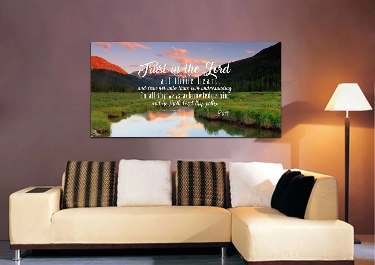 Proverbs 35-6 #38 Kjv 'Trust In The Lord With All Thine Heart' Christian Scripture Wall Art Canvas - Christian Canvas Wall Art