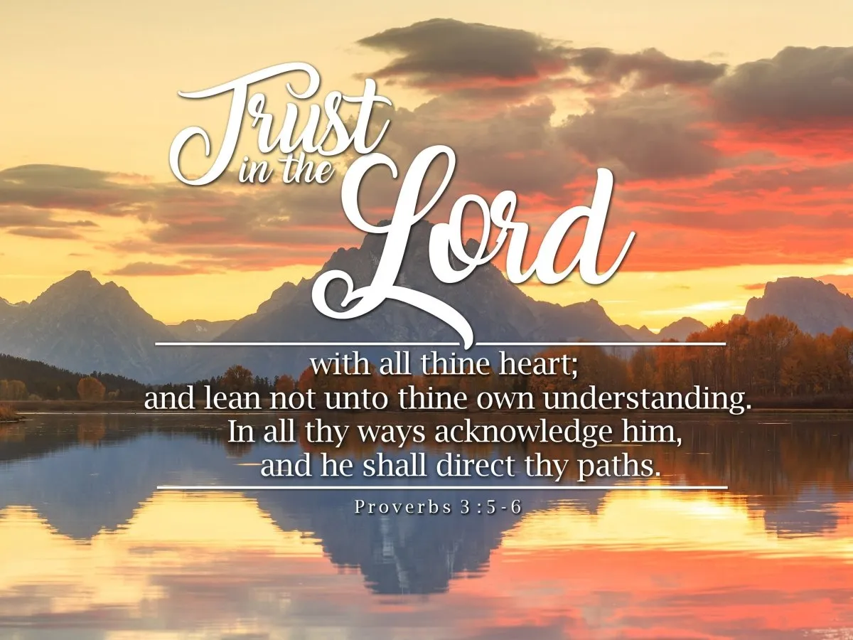Proverbs 35-6 #39 Kjv 'Trust In The Lord With All Thine Heart' Christian Scripture Wall Art Canvas - Christian Canvas Wall Art