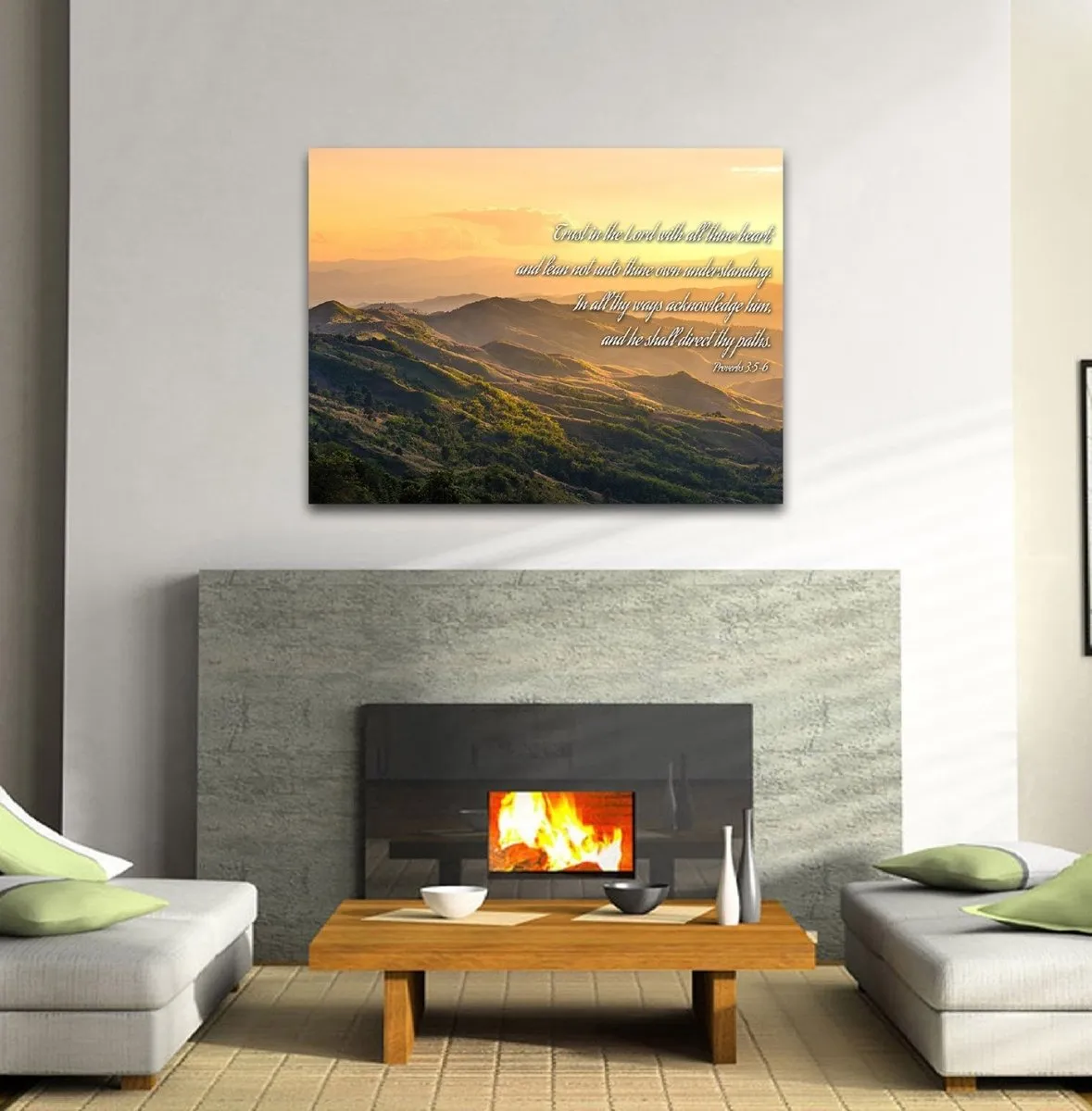 Proverbs 35-6 'Trust In The Lord With All Thine Heart' Christian Scripture Wall Art Canvas - Christian Canvas Wall Art