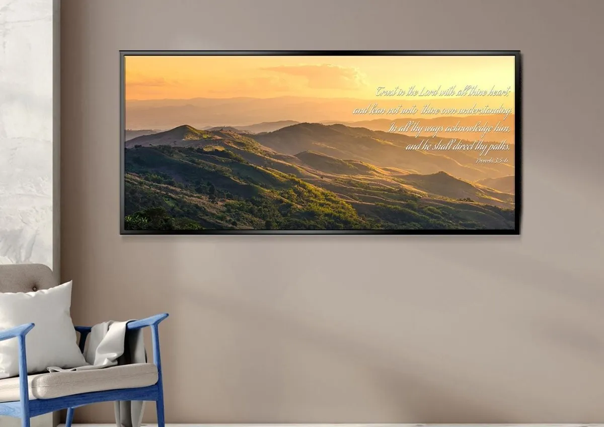 Proverbs 35-6 'Trust In The Lord With All Thine Heart' Christian Scripture Wall Art Canvas - Christian Canvas Wall Art