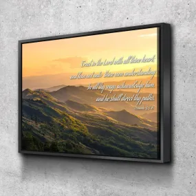 Proverbs 35-6 'Trust In The Lord With All Thine Heart' Christian Scripture Wall Art Canvas - Christian Canvas Wall Art
