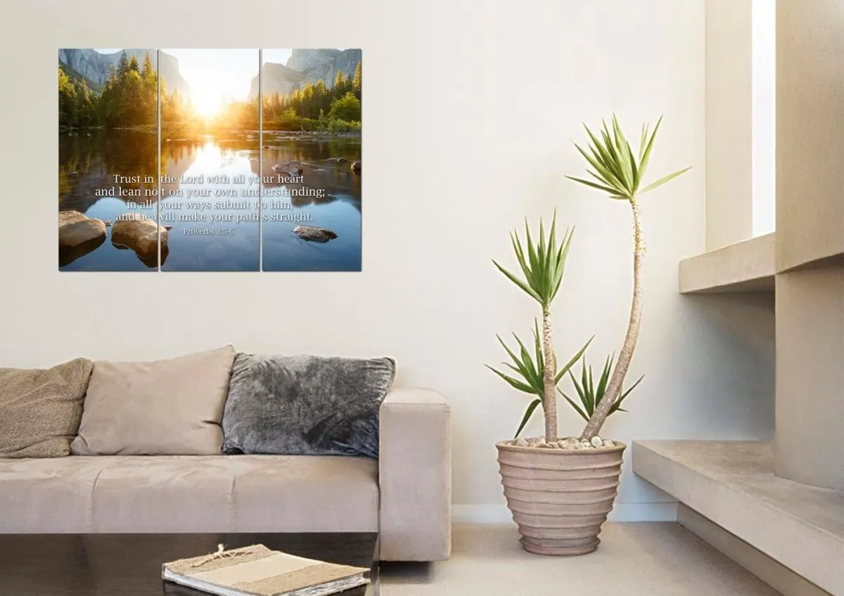 Proverbs 35-6 'Trust In The Lord With All Your Heart' Bible Verse Canvas Wall Art - Christian Canvas Wall Art