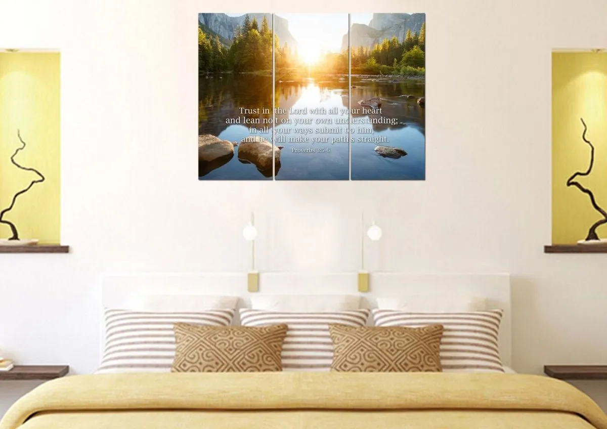 Proverbs 35-6 'Trust In The Lord With All Your Heart' Bible Verse Canvas Wall Art - Christian Canvas Wall Art