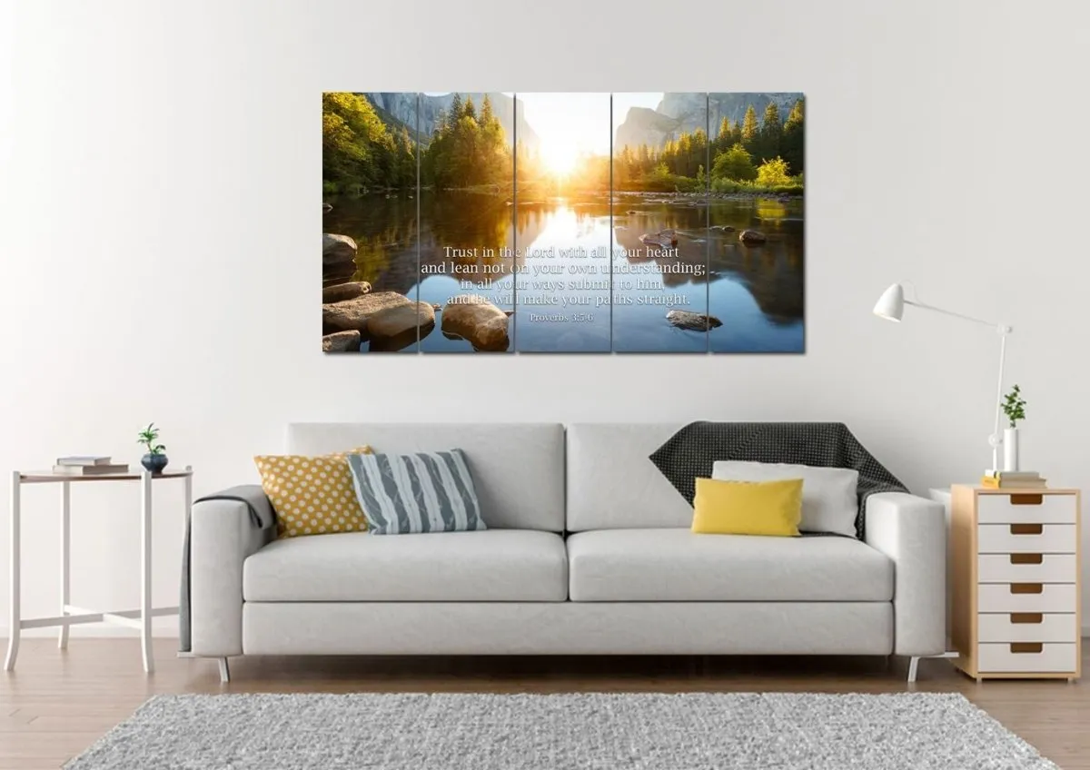Proverbs 35-6 'Trust In The Lord With All Your Heart' Bible Verse Canvas Wall Art - Christian Canvas Wall Art