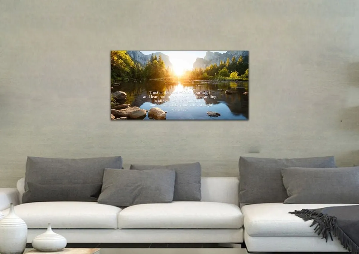 Proverbs 35-6 'Trust In The Lord With All Your Heart' Bible Verse Canvas Wall Art - Christian Canvas Wall Art