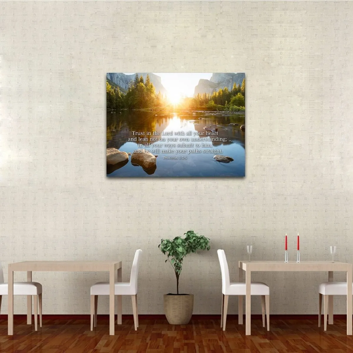 Proverbs 35-6 'Trust In The Lord With All Your Heart' Bible Verse Canvas Wall Art - Christian Canvas Wall Art