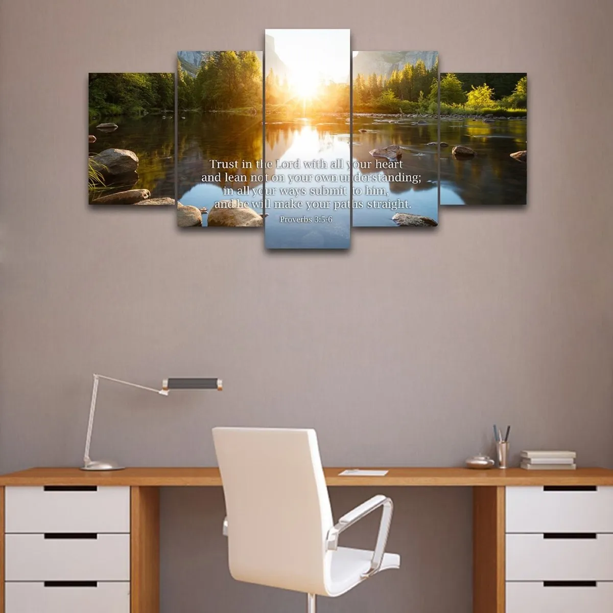 Proverbs 35-6 'Trust In The Lord With All Your Heart' Bible Verse Canvas Wall Art - Christian Canvas Wall Art
