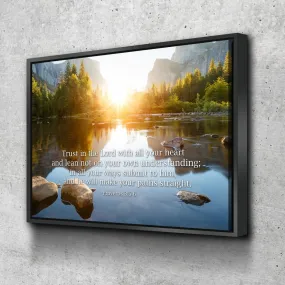 Proverbs 35-6 'Trust In The Lord With All Your Heart' Bible Verse Canvas Wall Art - Christian Canvas Wall Art