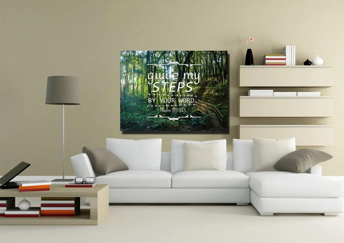 Psalm 119133 Guide My Steps By Your Word Canvas Wall Art Print - Christian Canvas Wall Art