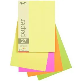 Quill Coloured A5 Copy Paper 80Gsm Fluoro Assorted Pack 250 Sheets