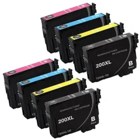 Remanufactured Epson 200XL Ink cartridges, 2 Full Color Set For Expression XP-200