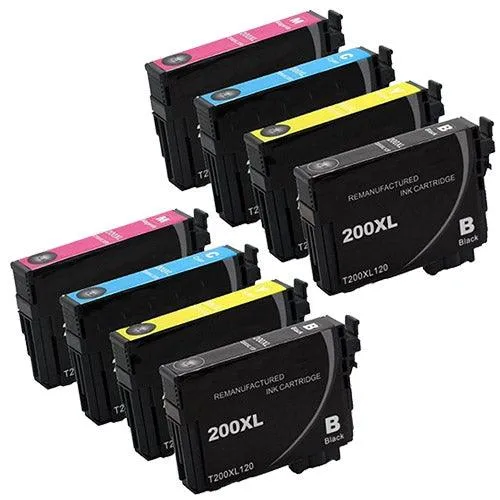 Remanufactured Epson 200XL Ink cartridges, 2 Full Color Set For Expression XP-200
