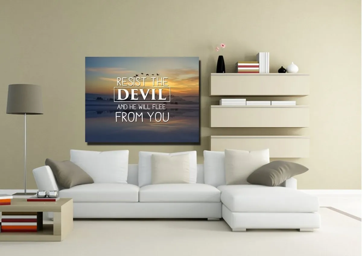 Resist The Devil Canvas Wall Art Print - Christian Canvas Wall Art