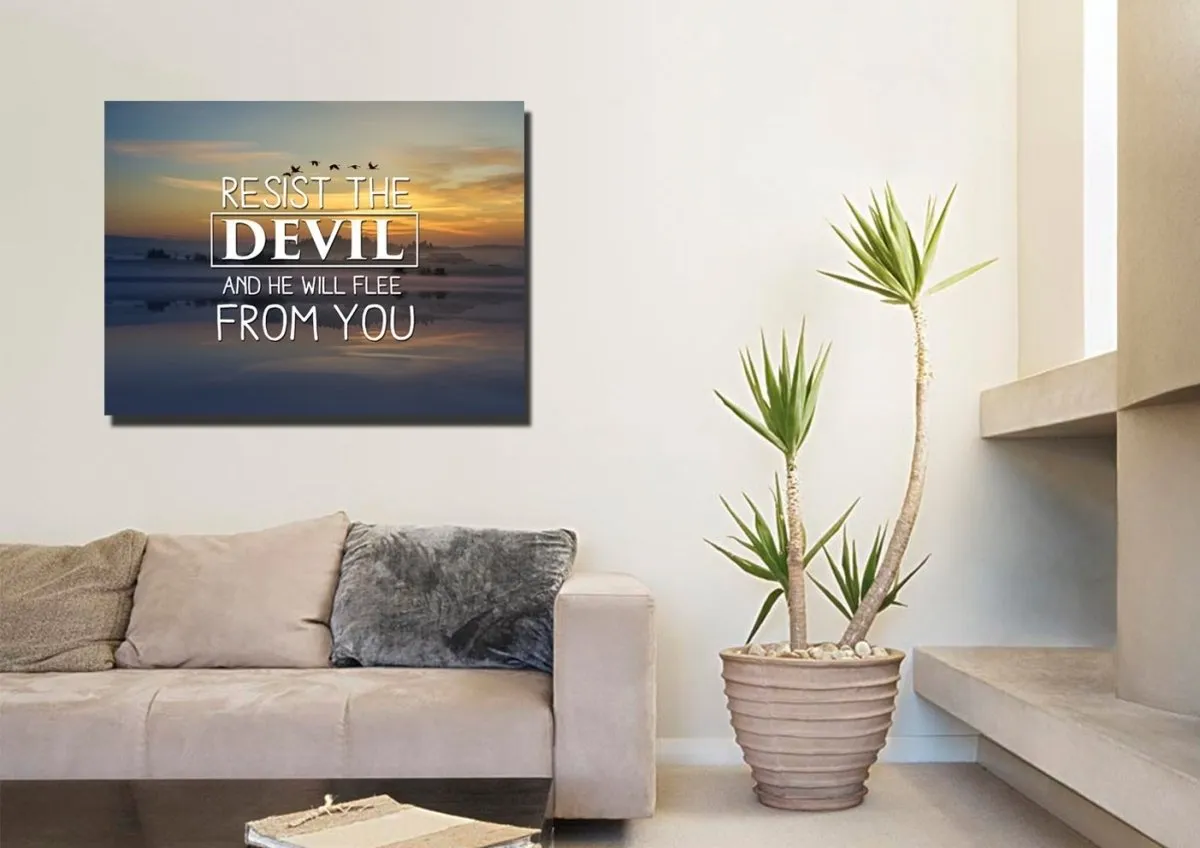 Resist The Devil Canvas Wall Art Print - Christian Canvas Wall Art