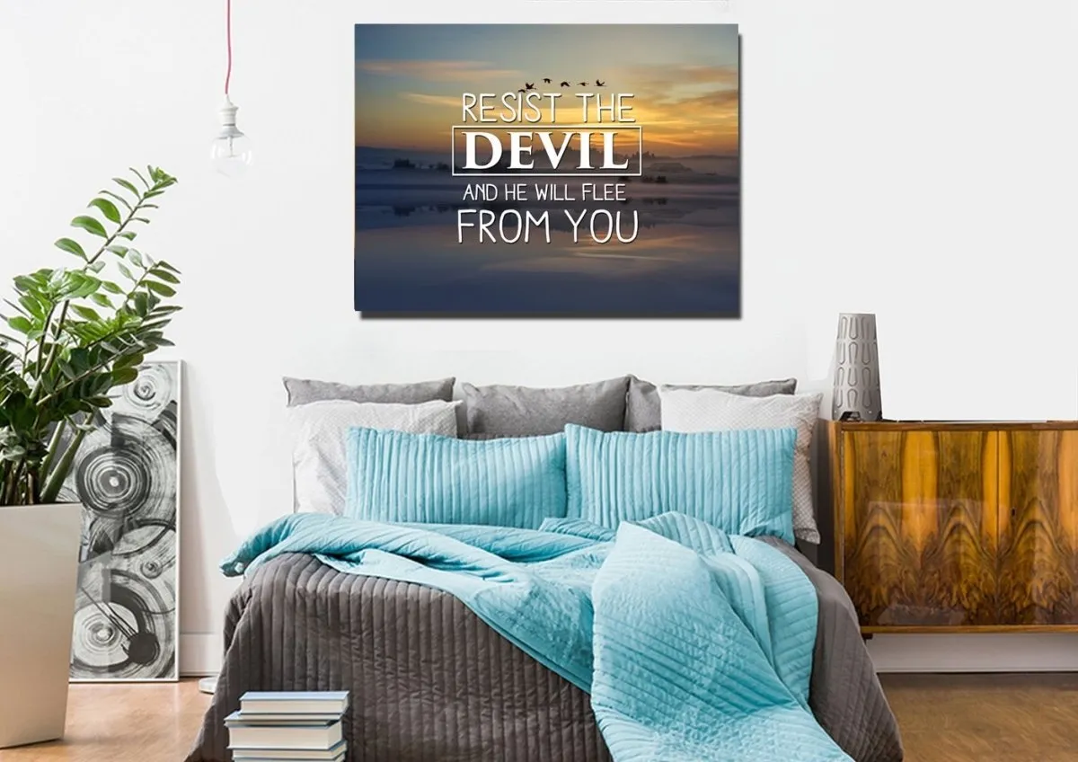 Resist The Devil Canvas Wall Art Print - Christian Canvas Wall Art