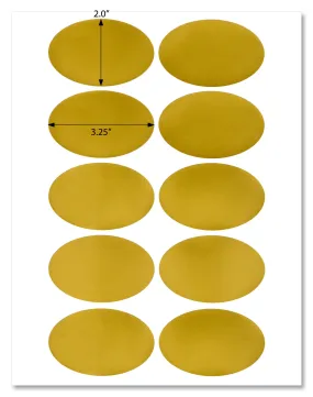 Shiny Gold Foil Oval Labels, 3.25" x 2", for Laser Printers with Template and Printing Instructions, 5 Sheets, 50 Labels (OG32)