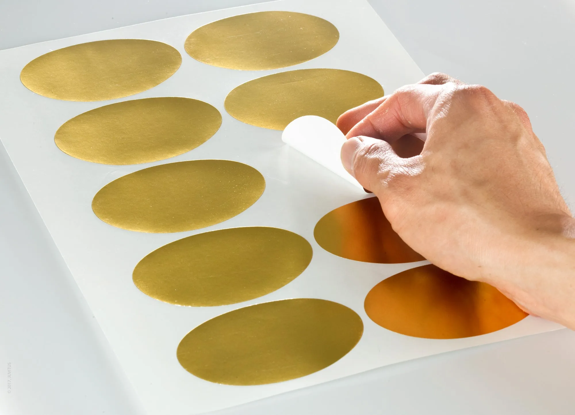 Shiny Gold Foil Oval Labels, 3.25" x 2", for Laser Printers with Template and Printing Instructions, 5 Sheets, 50 Labels (OG32)