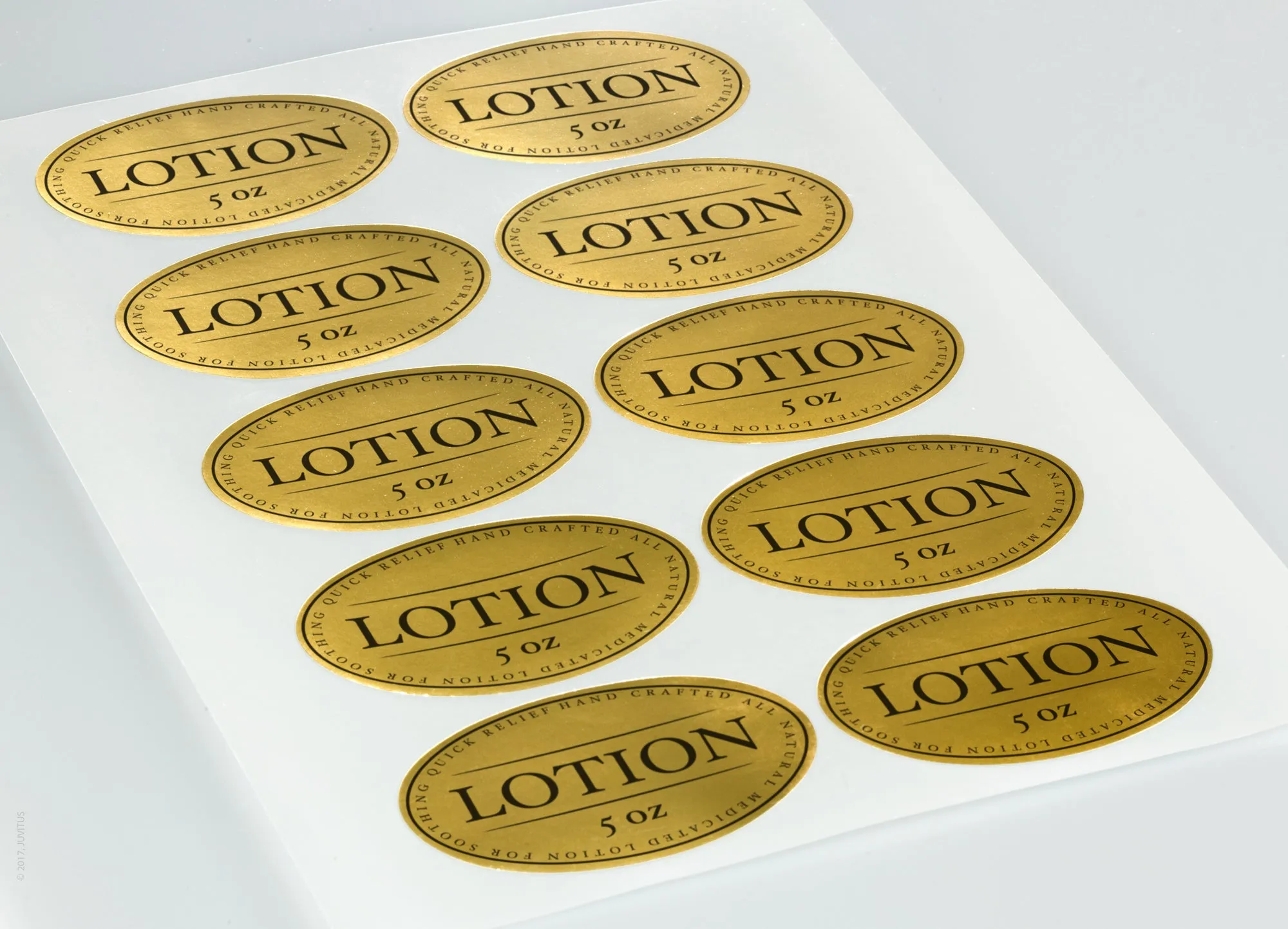Shiny Gold Foil Oval Labels, 3.25" x 2", for Laser Printers with Template and Printing Instructions, 5 Sheets, 50 Labels (OG32)