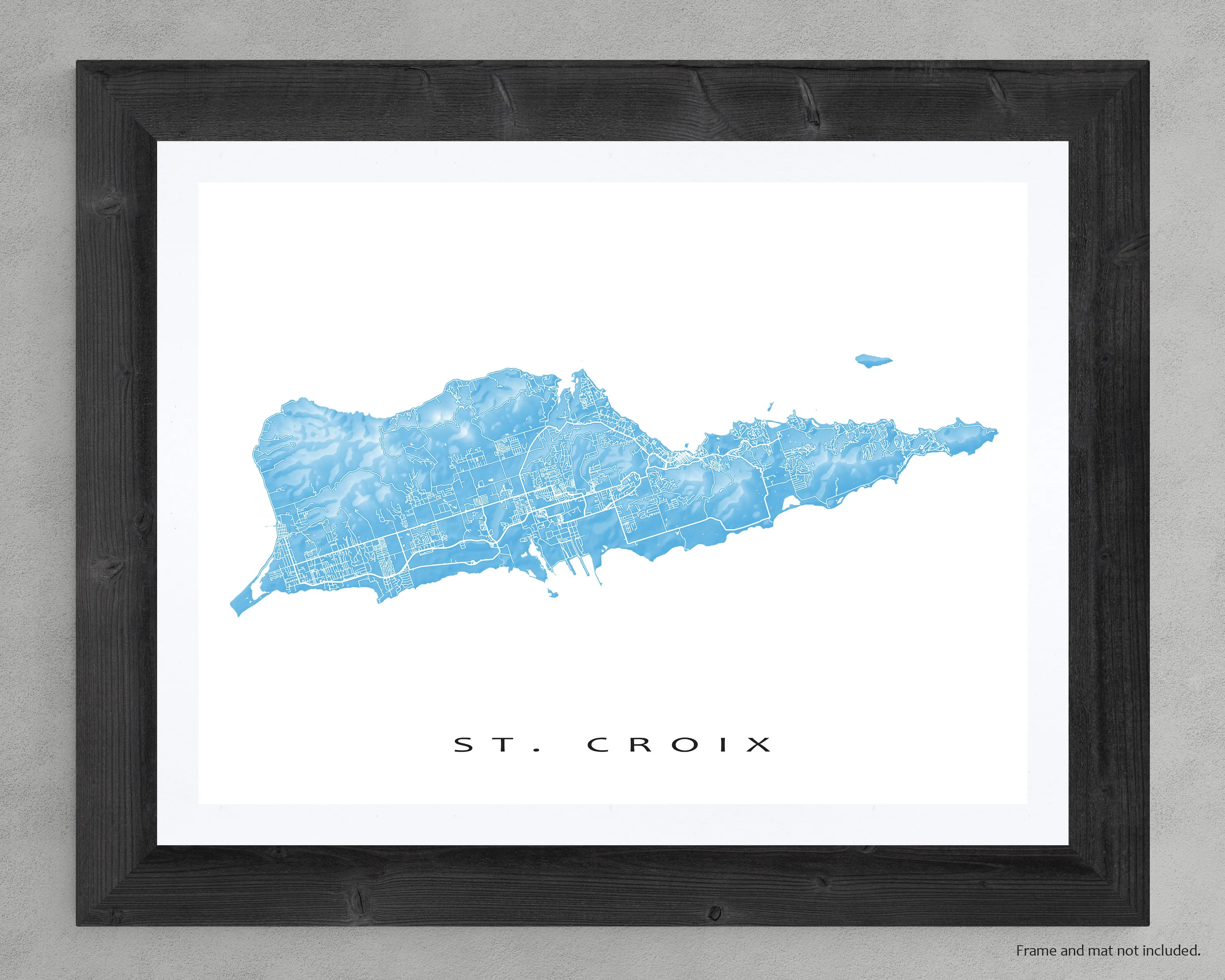 St. Croix Map Print, US Virgin Islands, St Croix USVI Wall Art Prints