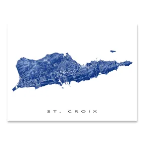 St. Croix Map Print, US Virgin Islands, St Croix USVI Wall Art Prints