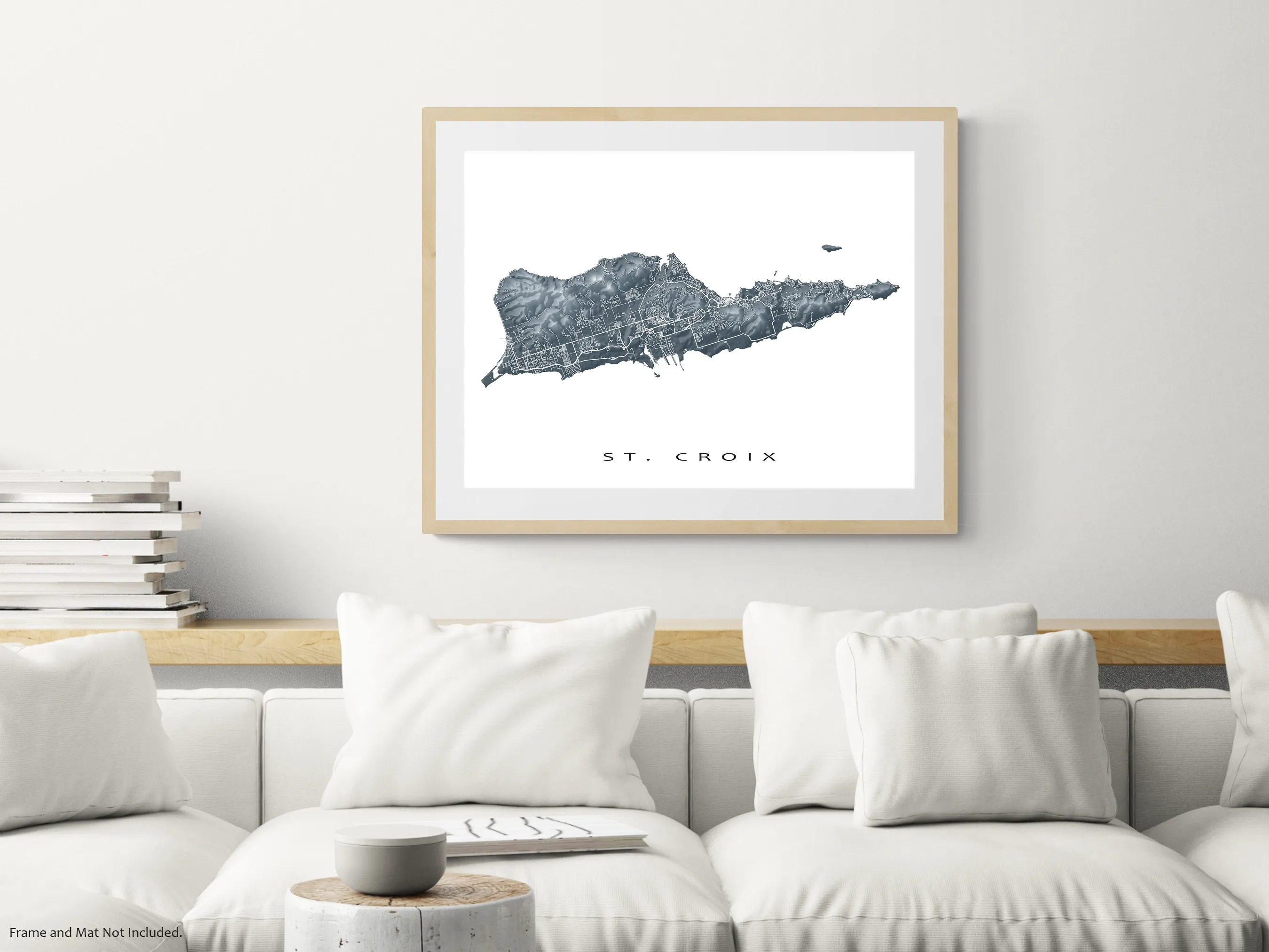 St. Croix Map Print, US Virgin Islands, St Croix USVI Wall Art Prints