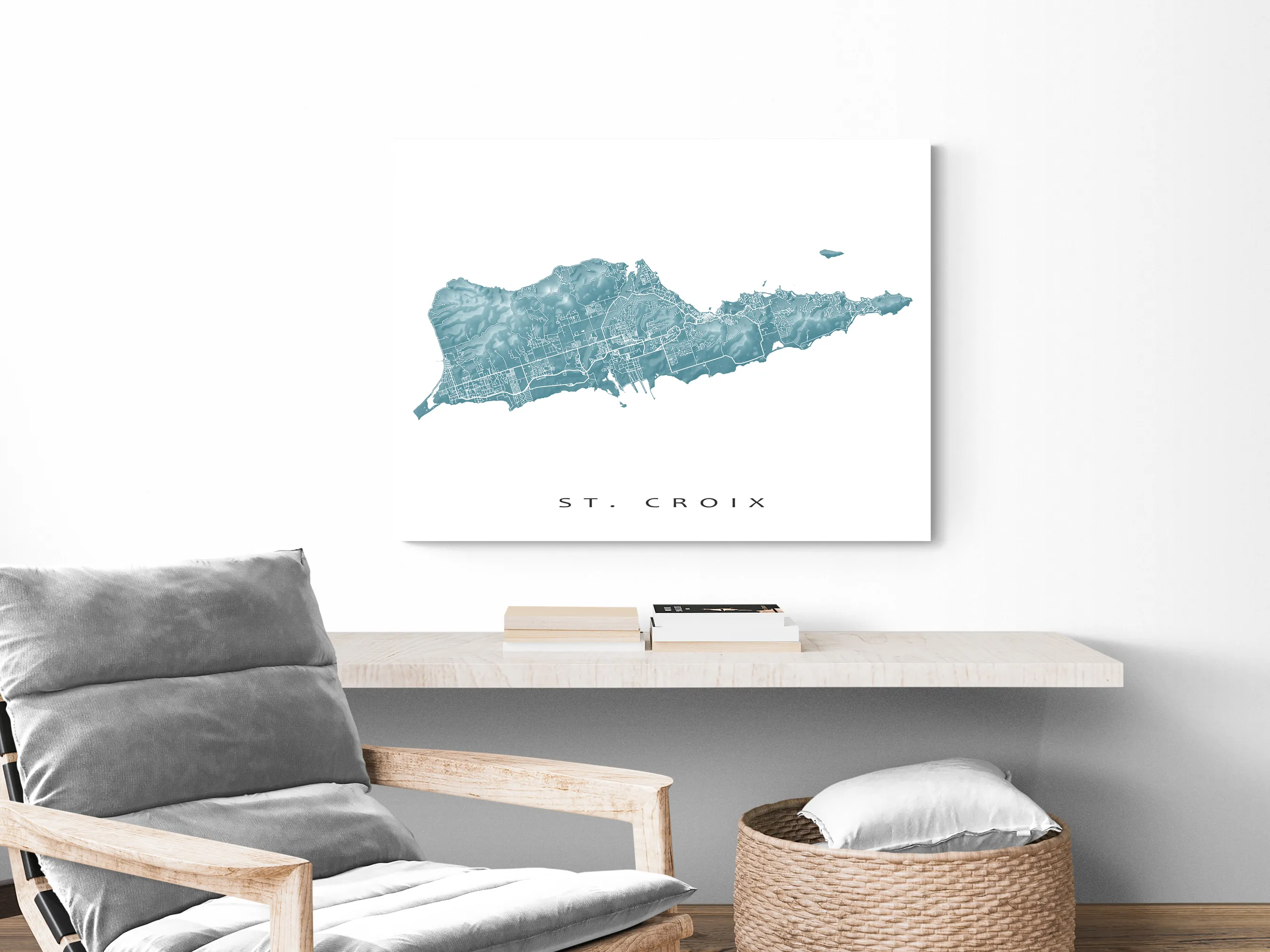 St. Croix Map Print, US Virgin Islands, St Croix USVI Wall Art Prints