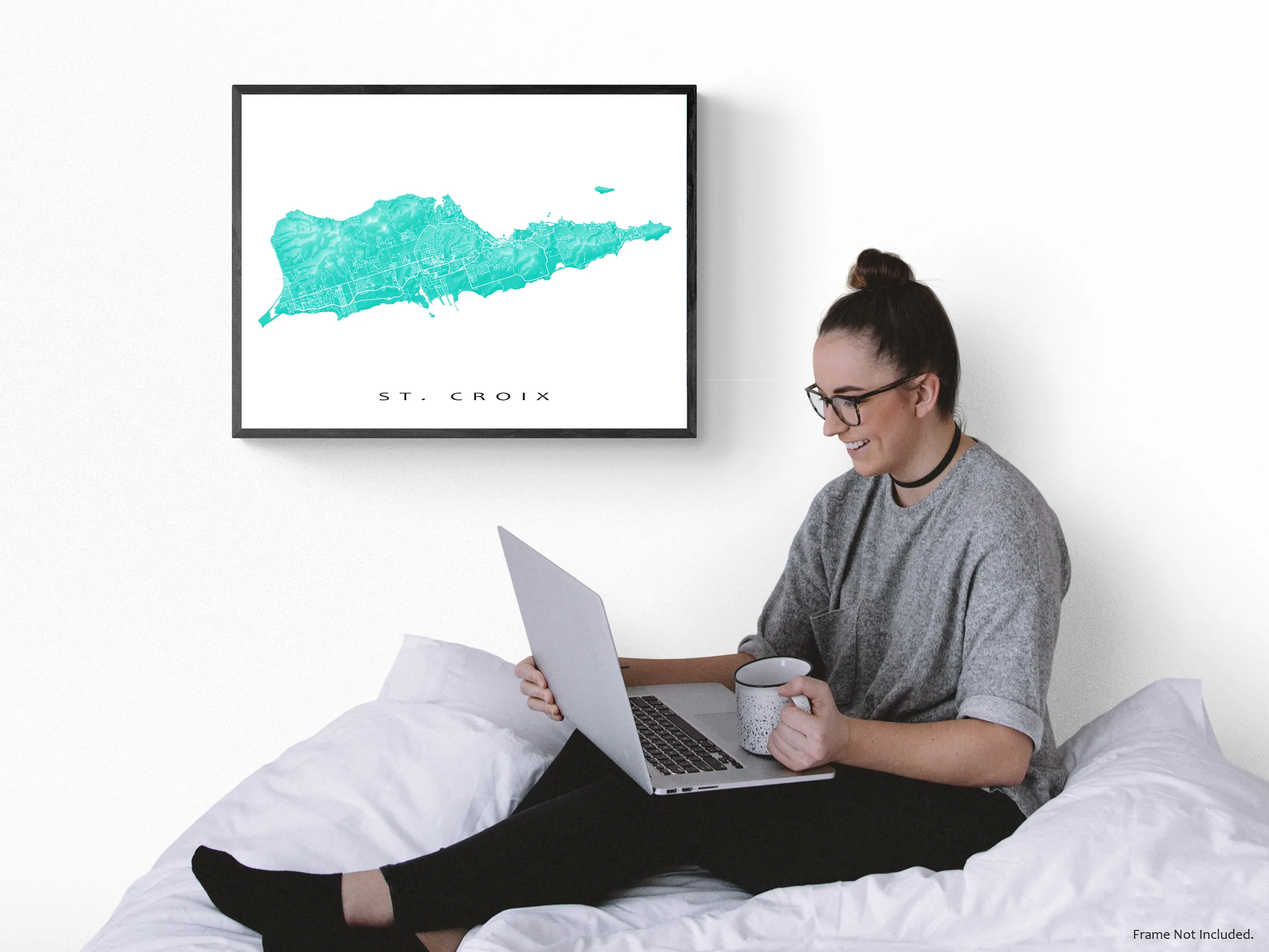 St. Croix Map Print, US Virgin Islands, St Croix USVI Wall Art Prints