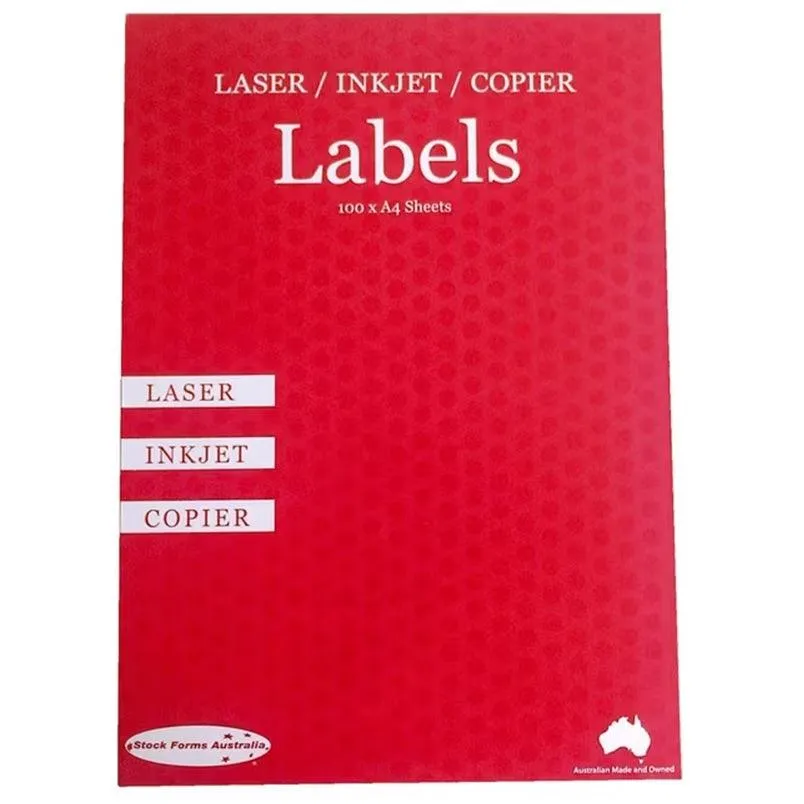 Stock Forms 2UP Inkjet Laser Labels A4 Fluoro Yellow 100 Sheets Pack 5