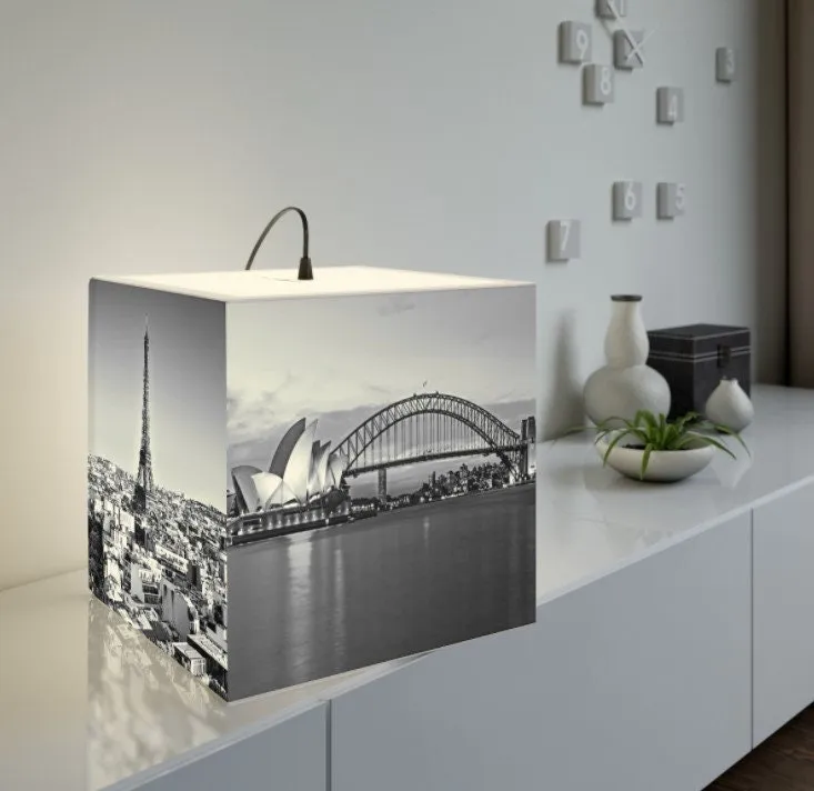 Sydney-Paris Skylines, 3D Printed Square Cube Lamp,Contemporary/Modern/Trendy Light/Home Decor Gifts, Stackable Lights