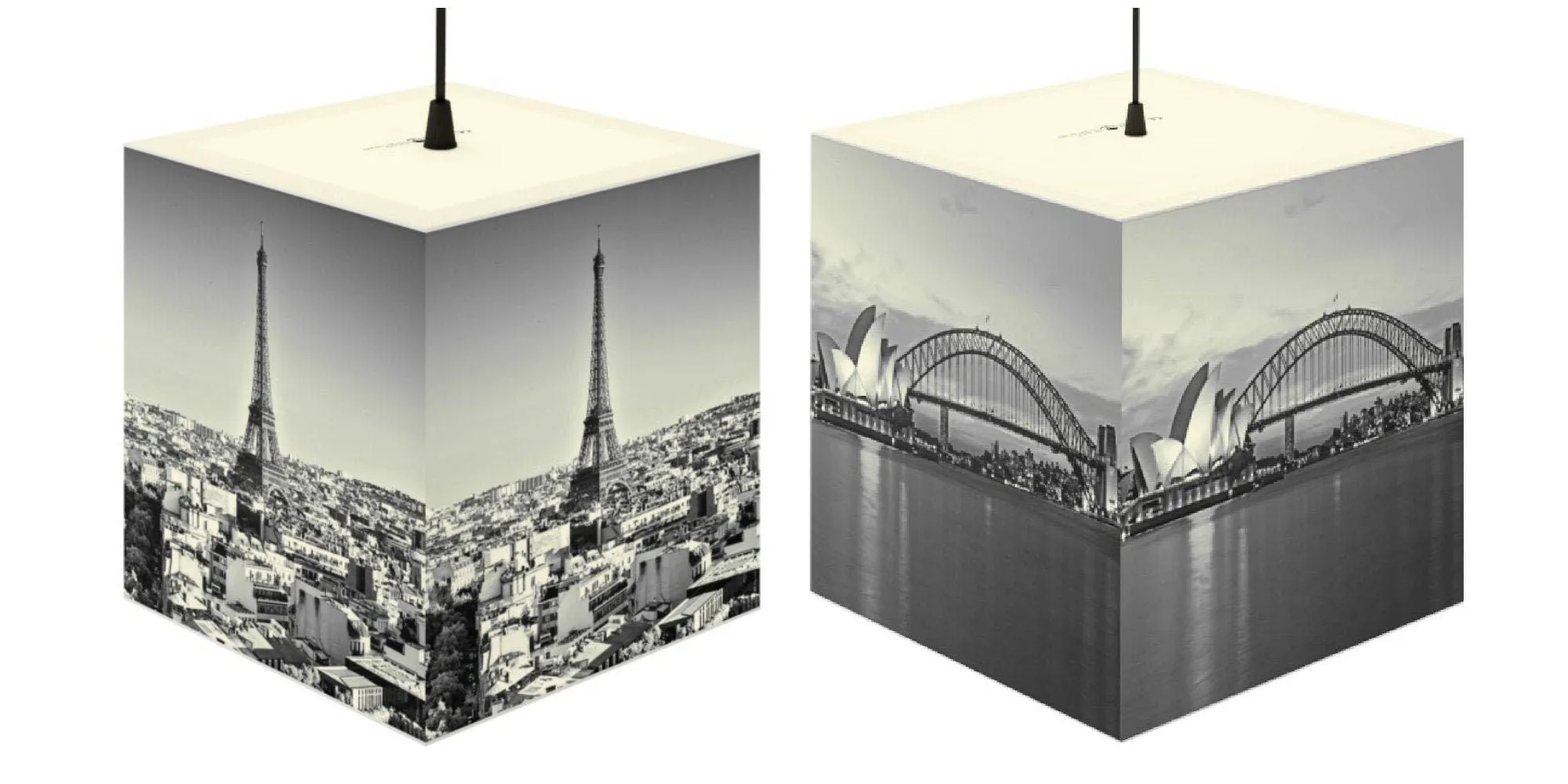 Sydney-Paris Skylines, 3D Printed Square Cube Lamp,Contemporary/Modern/Trendy Light/Home Decor Gifts, Stackable Lights