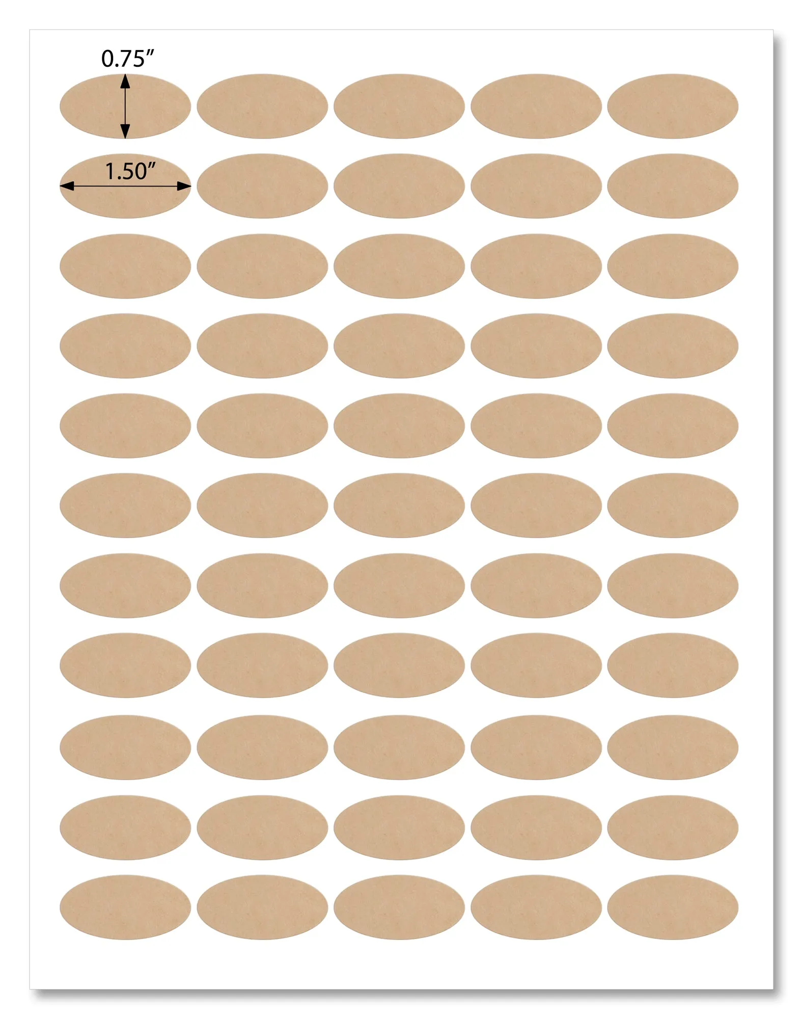 Textured  Brown Kraft 1.5 x 0.75 Inch Oval Labels with Downloadable Template and Printing Instructions, 5 Sheets, 275 Labels (OK15)