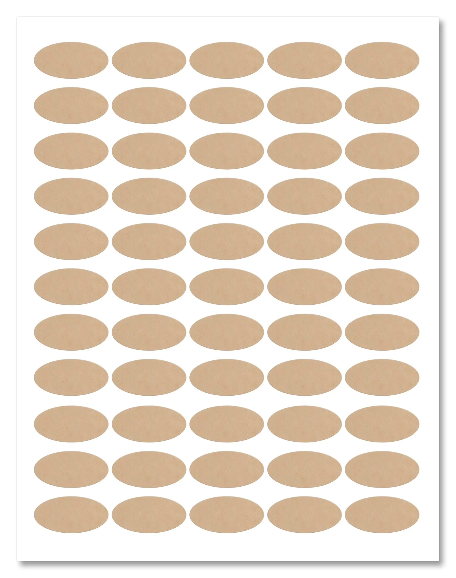 Textured  Brown Kraft 1.5 x 0.75 Inch Oval Labels with Downloadable Template and Printing Instructions, 5 Sheets, 275 Labels (OK15)
