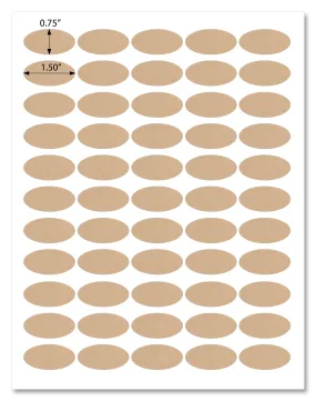 Textured  Brown Kraft 1.5 x 0.75 Inch Oval Labels with Downloadable Template and Printing Instructions, 5 Sheets, 275 Labels (OK15)