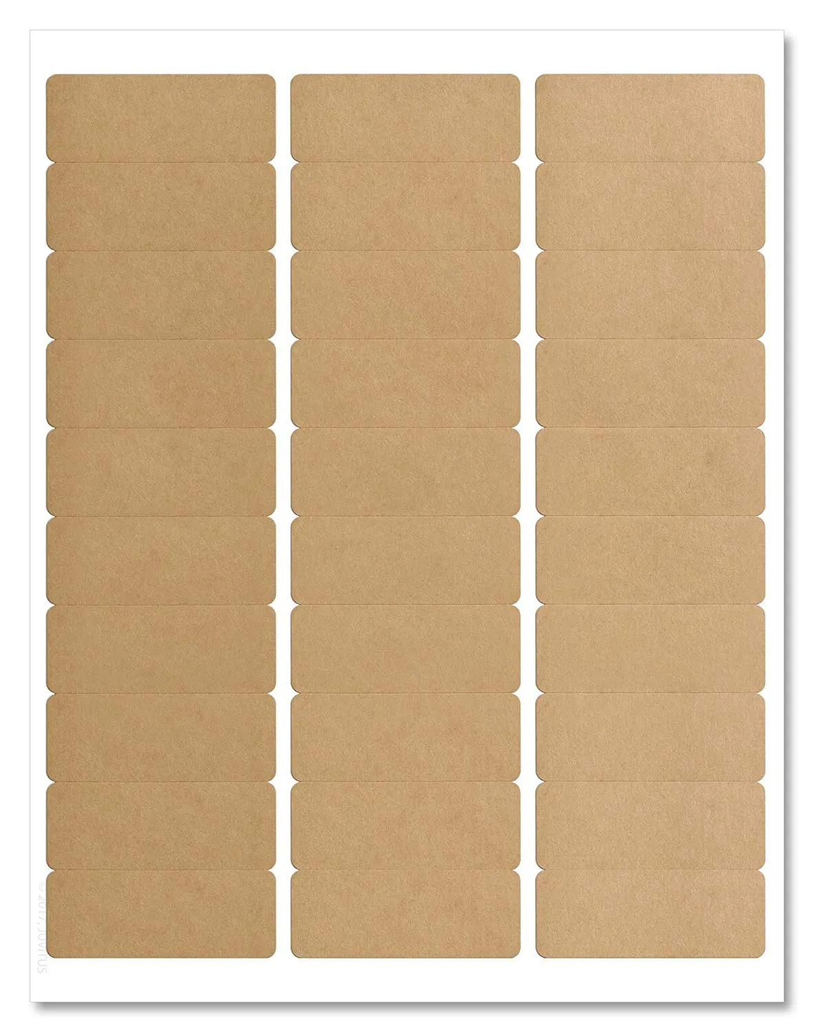 Textured Brown Kraft Address Labels, 2.625" x 1" Rounded Corner, with Downloadable Template and Printing Instructions, 5 Sheets, 150 Labels (MB26)