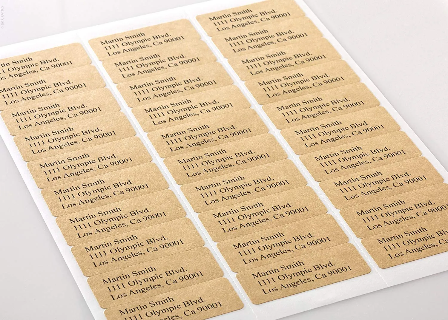 Textured Brown Kraft Address Labels, 2.625" x 1" Rounded Corner, with Downloadable Template and Printing Instructions, 5 Sheets, 150 Labels (MB26)