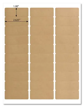Textured Brown Kraft Address Labels, 2.625" x 1" Rounded Corner, with Downloadable Template and Printing Instructions, 5 Sheets, 150 Labels (MB26)