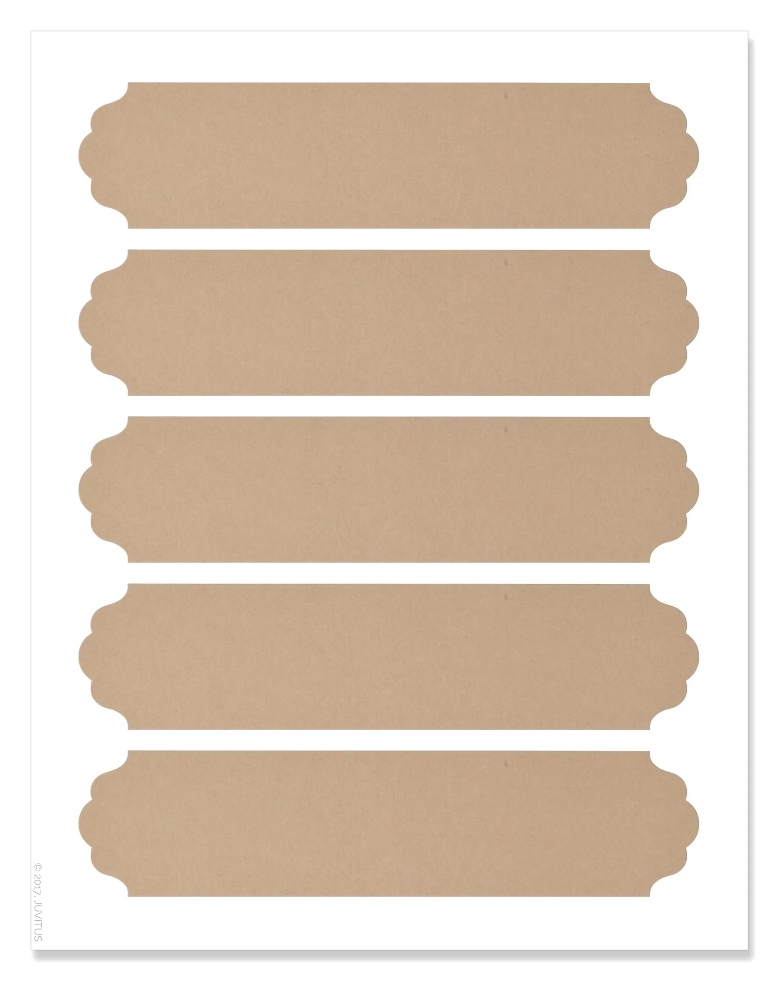 Textured Brown Kraft Decorative Wrap Around Labels, 7.5 x 1.75 Inches, for Inkjet and Laser Printers with Template and Printing Instructions, 5 Sheets, 25 Labels (DW75)